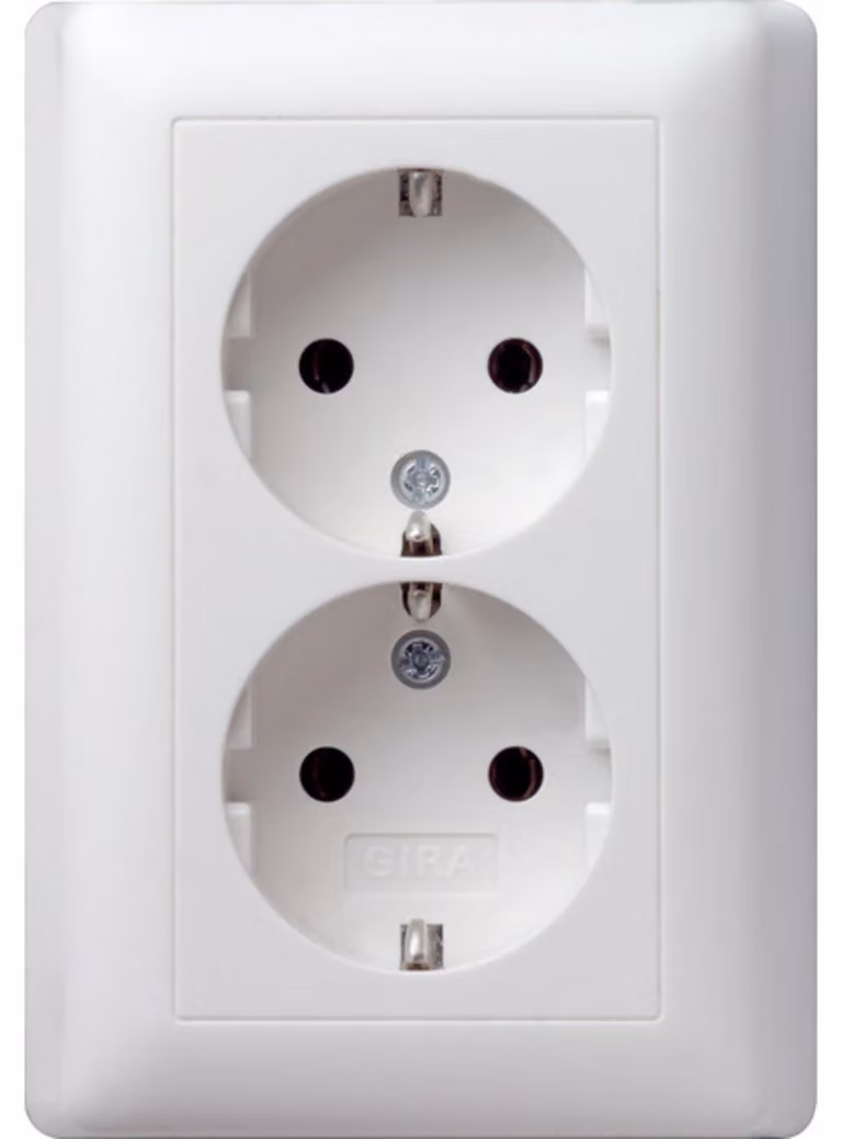 Presa doppia SCHUKO Gira a 2 vie, piastra piena, Standard 55, bianco puro, 1 pz.