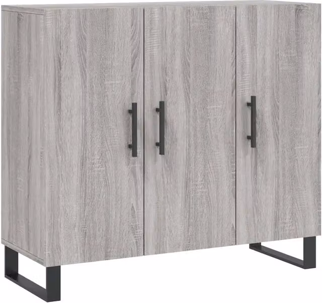 Credenza moderna sospesa in legno e metallo Grigio opaco L: 90 cm, P: 34 cm, H: 80 cm