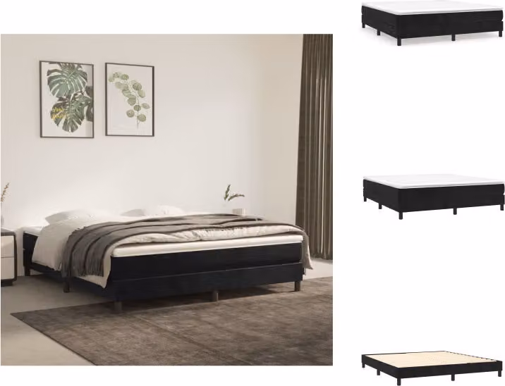 vidaXL Letto a molle con materasso nero 180x200 cm in velluto - Letti e strutture letto