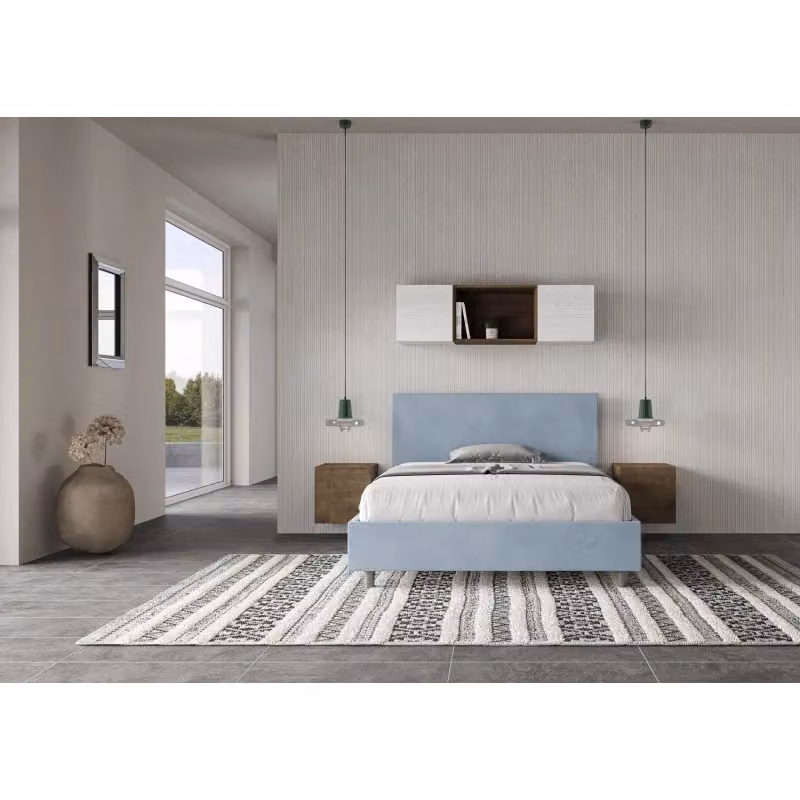 Letto imbottito con contenitore Adele Ityhome in microfibra azzurro L/P/H: 130 x 190 x 145 cm – 2
