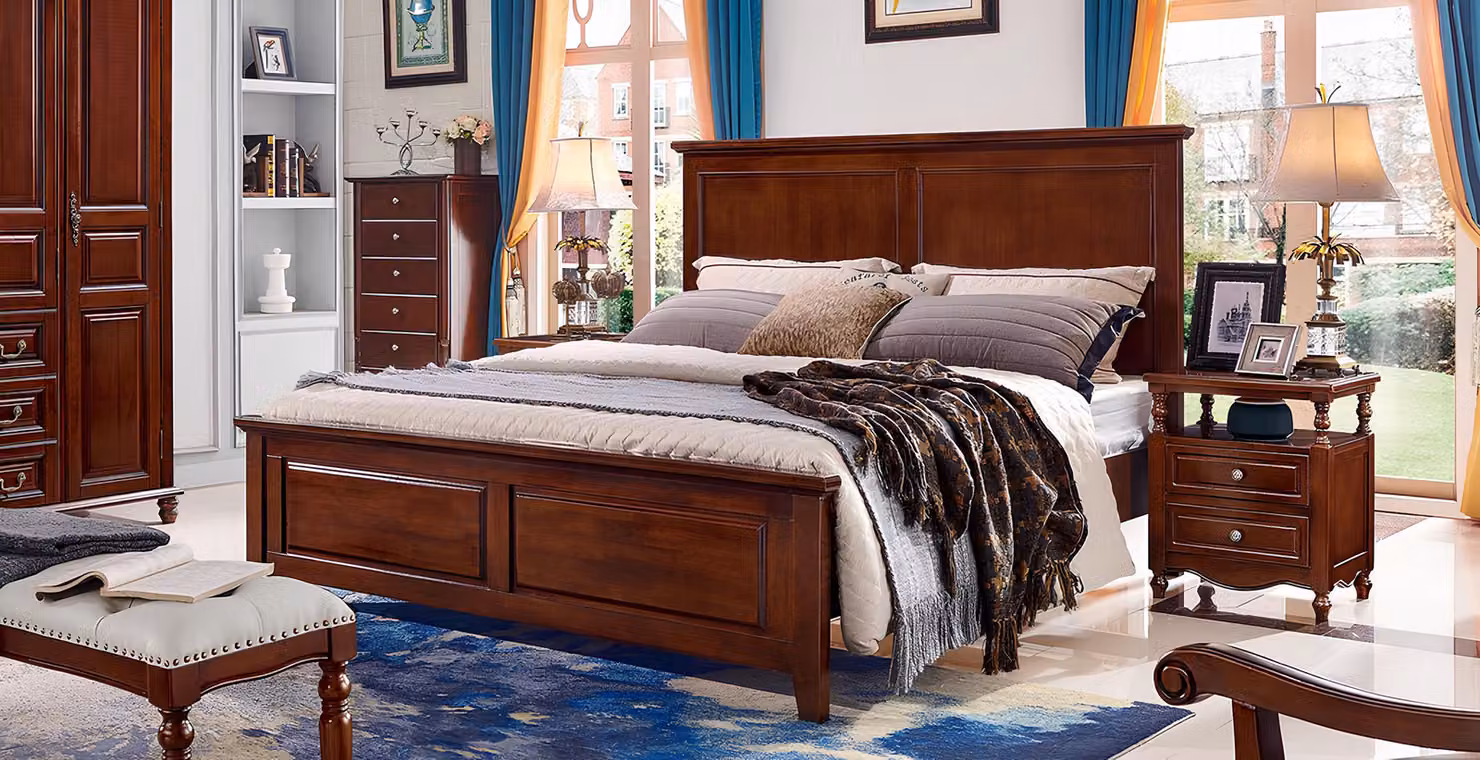 Luxus Bett Holz Betten Bettrahmen Doppel Bettgestell Betten Doppelbetten Möbel