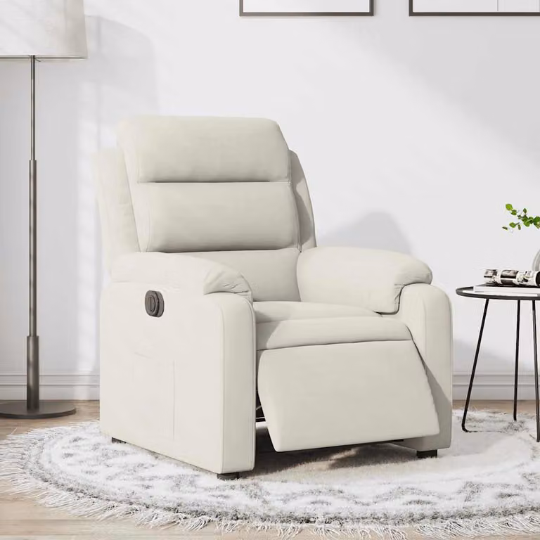 vidaXL Poltrona Elettrica Reclinabile in Velluto Beige con Braccioli per Soggiorno