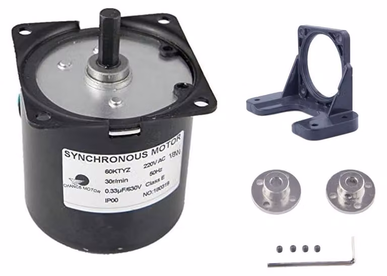 Motore sincrono 60KTYZ, 220V, 30 giri al minuto, rotazione oraria e antioraria, con supporto