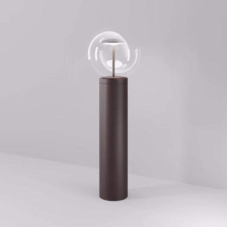Maytoni Lampione a LED Velora, marrone, altezza 60 cm, metallo/vetro, IP65 Velora, Marrone / Ruggine, Metallo, Moderno
