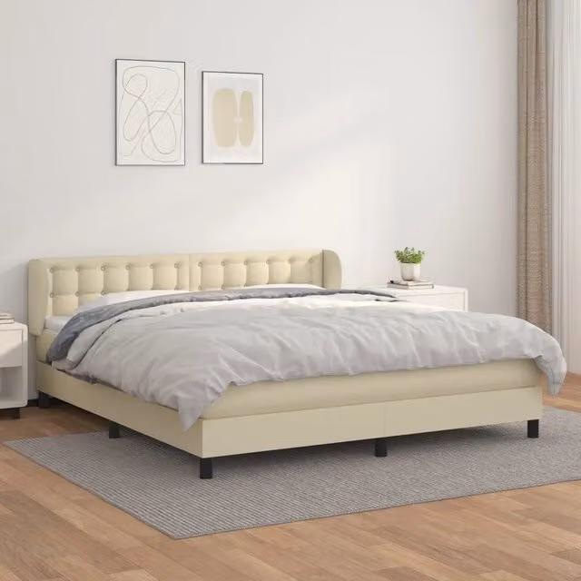 Giroletto a Molle con Materasso Crema 180x200 cm in Similpelle 3127327