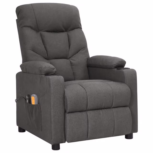 Poltrona Massaggiante Elettrica Grigio Scuro in Tessuto 3098828