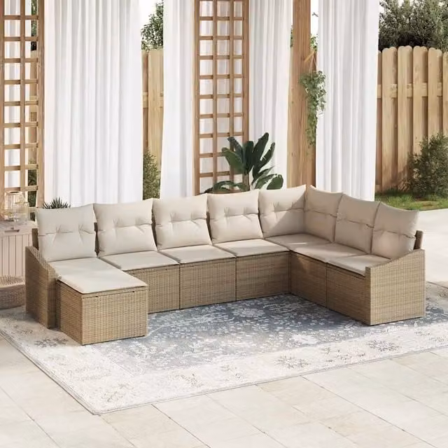 Set di divani 8 pz Beige polyrattan 3346841