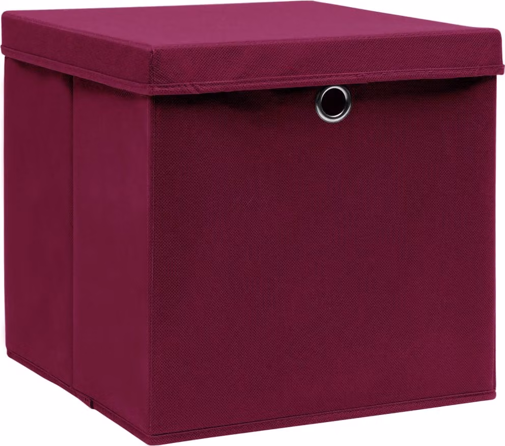 vidaXL Scatole con coperchio 4 pezzi 28x28x28 cm Rosso scuro
