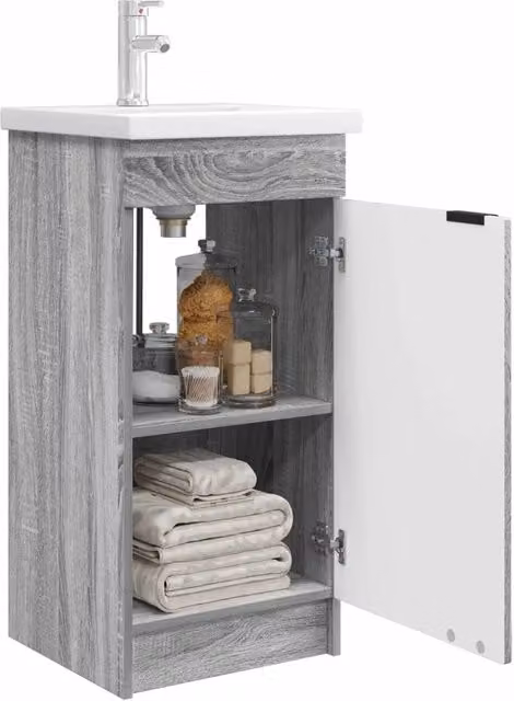 Mobile da bagno con Lavabo | Armadio Lavabo Sonoma grigio 42 x 40 x 84,5 cm