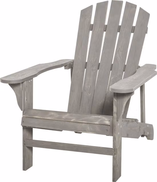 Poltrona Adirondack da esterno Outsunny in legno di abete massiccio, colore grigio effetto invecchiato, L: 78 cm, P: 89 cm, H: 88 cm