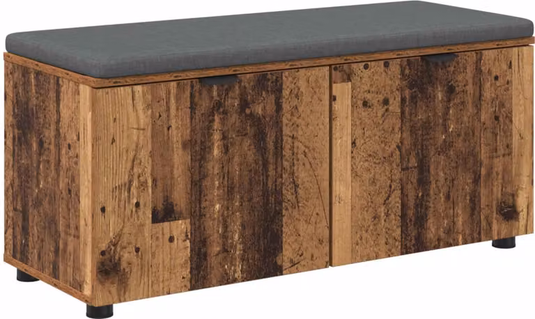 Panca per ingresso con cuscino Legno vecchio 100 x 38 x 46 cm
