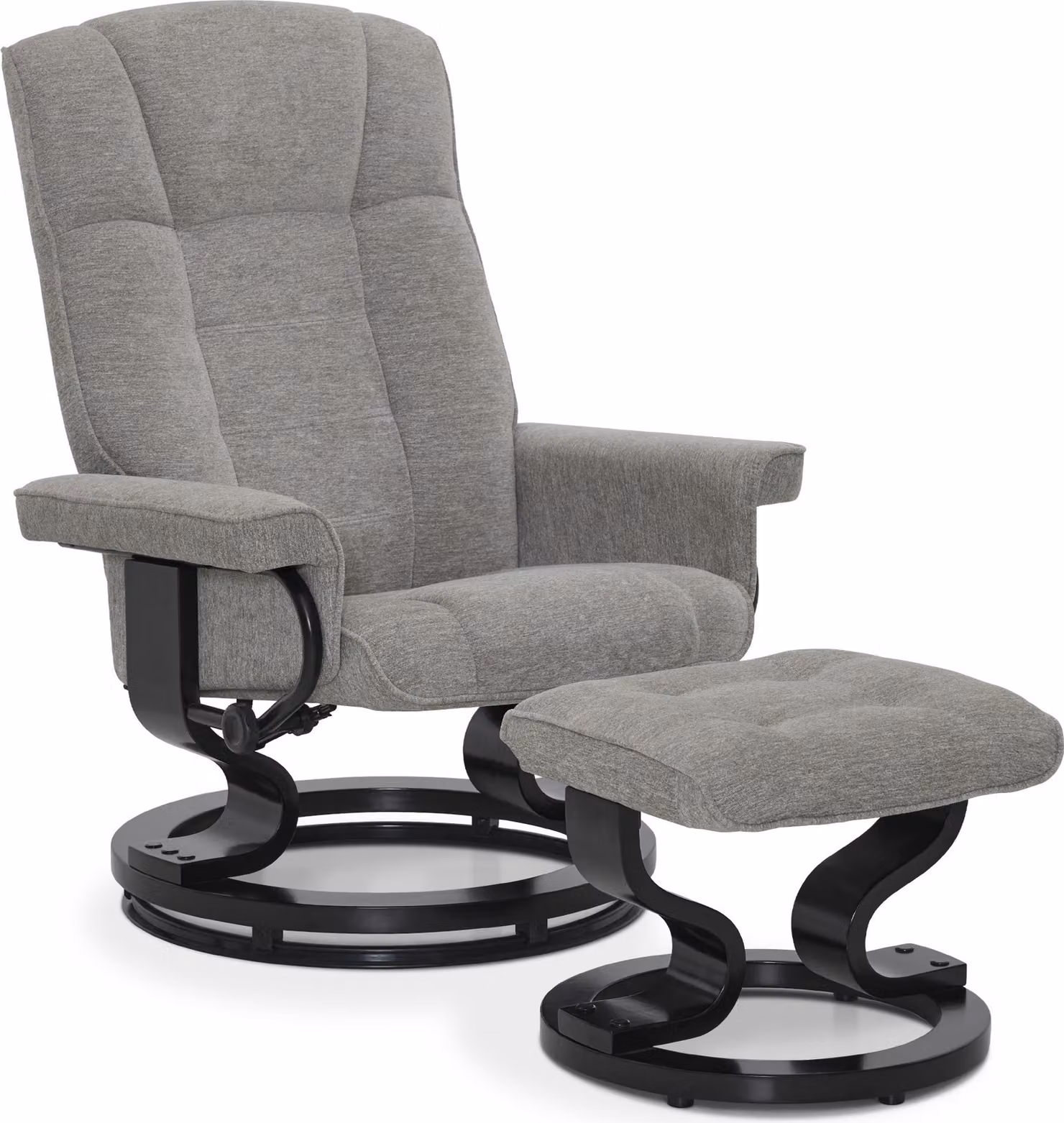 M MCombo poltrona reclinabile con sgabello, poltrona TV girevole a 360° con funzione reclinabile, poltrona reclinabile moderna per soggiorno, , tessuto, 9019 (tessuto grigio chiaro)