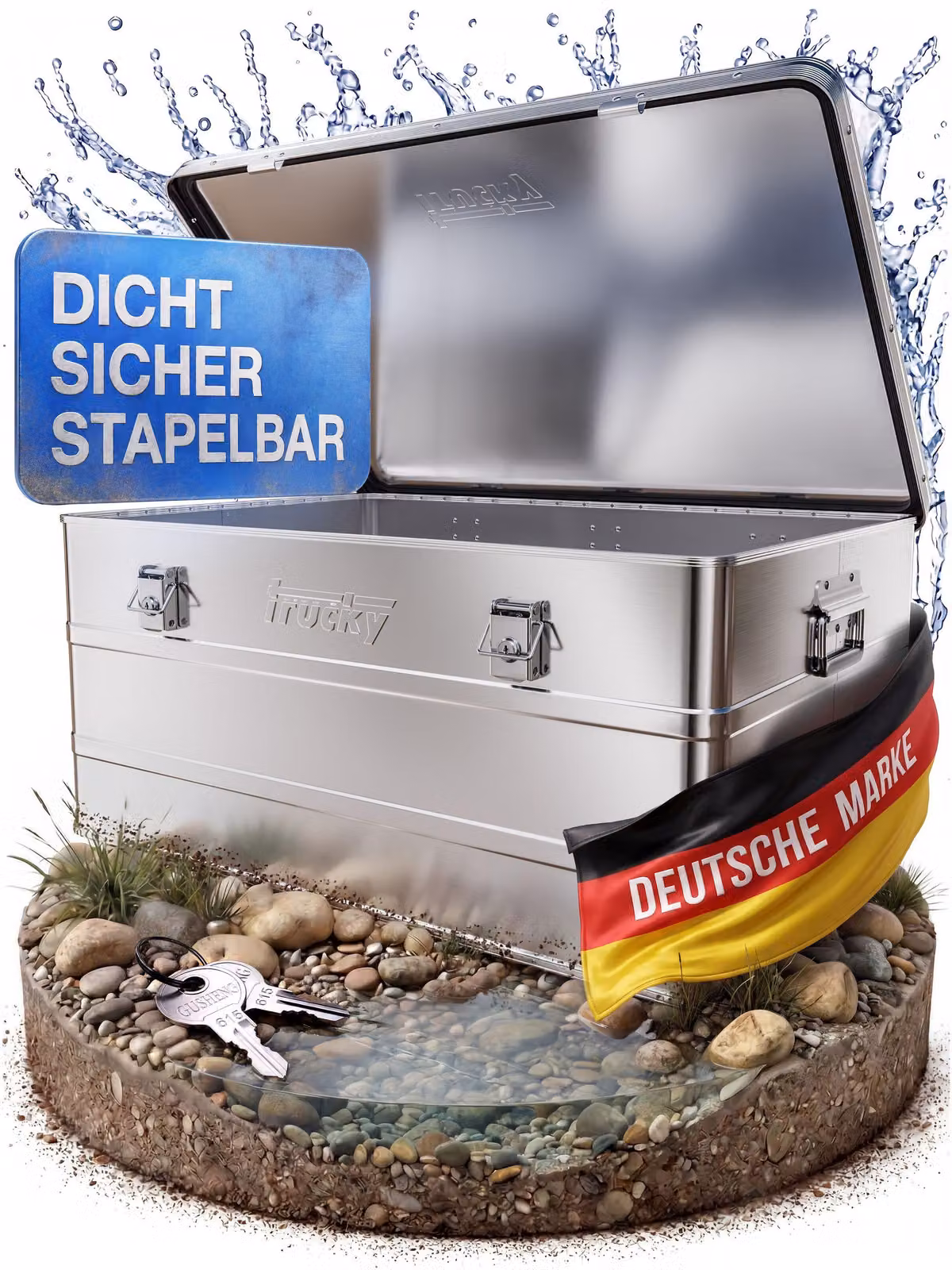 Scatola alluminio con coperchio Argento 135 L metallo trasporto Trucky