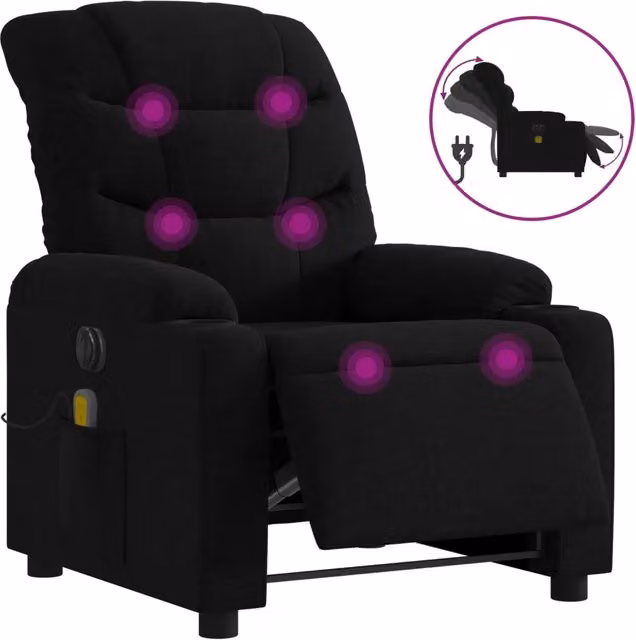Poltrona Massaggiante | Sedia Relax Reclinabile Elettrica Nera in Tessuto
