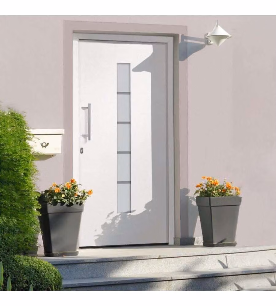 Porta d'Ingresso moderna vidaXL in alluminio e plastica, Bianco, L: 100 cm, H: 200 cm – 1