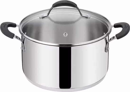 Padella in acciaio inossidabile Ø 18 cm con coperchio e fondo lagostirato - alta qualità - rivestimento antitrasferimento Osservazioni: - hoge kwaliteit -> alta qualità - antiaanbaklaag -> rivestimento antitrasferimento