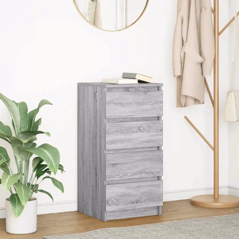 Credenza moderna vidaXL in legno multistrato e MDF, colore Grigio Sonoma, L 37,5 cm x P 35 cm x H 76 cm