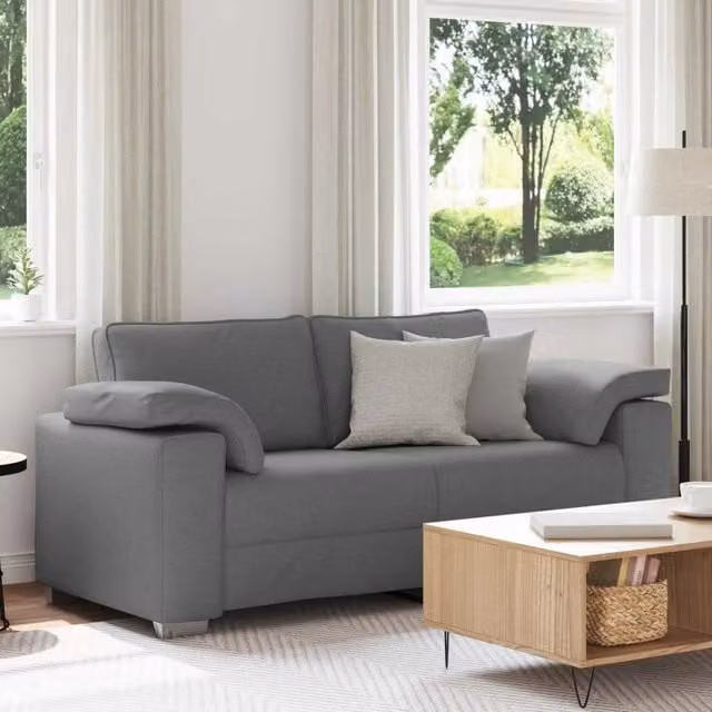 Divano a due posti moderno vidaXL in tessuto grigio con cuscini inclusi L: 180 cm, H: 77 cm, P: 82 cm – 1
