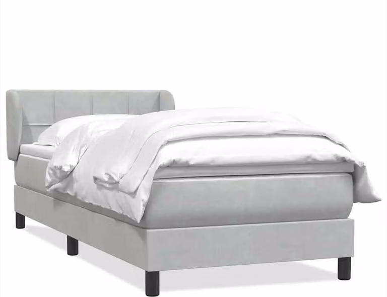 Giroletto a Molle con Materasso Grigio Chiaro 80x210 cm Velluto