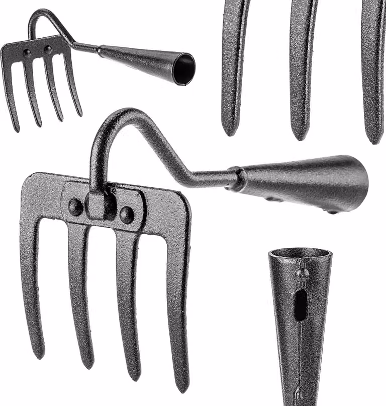 Rastrello per aerazione da giardino KADAX, 3 denti, acciaio