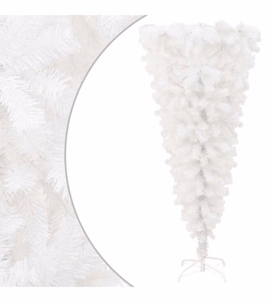 Albero di Natale Artificiale Capovolto con Base Bianco 120 cm
