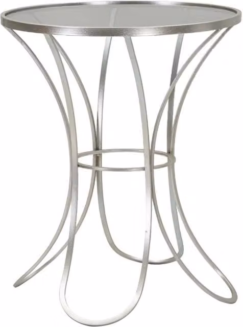 Tavolinetto Trixy Ø56x68 cm in Ferro e Vetro Argento