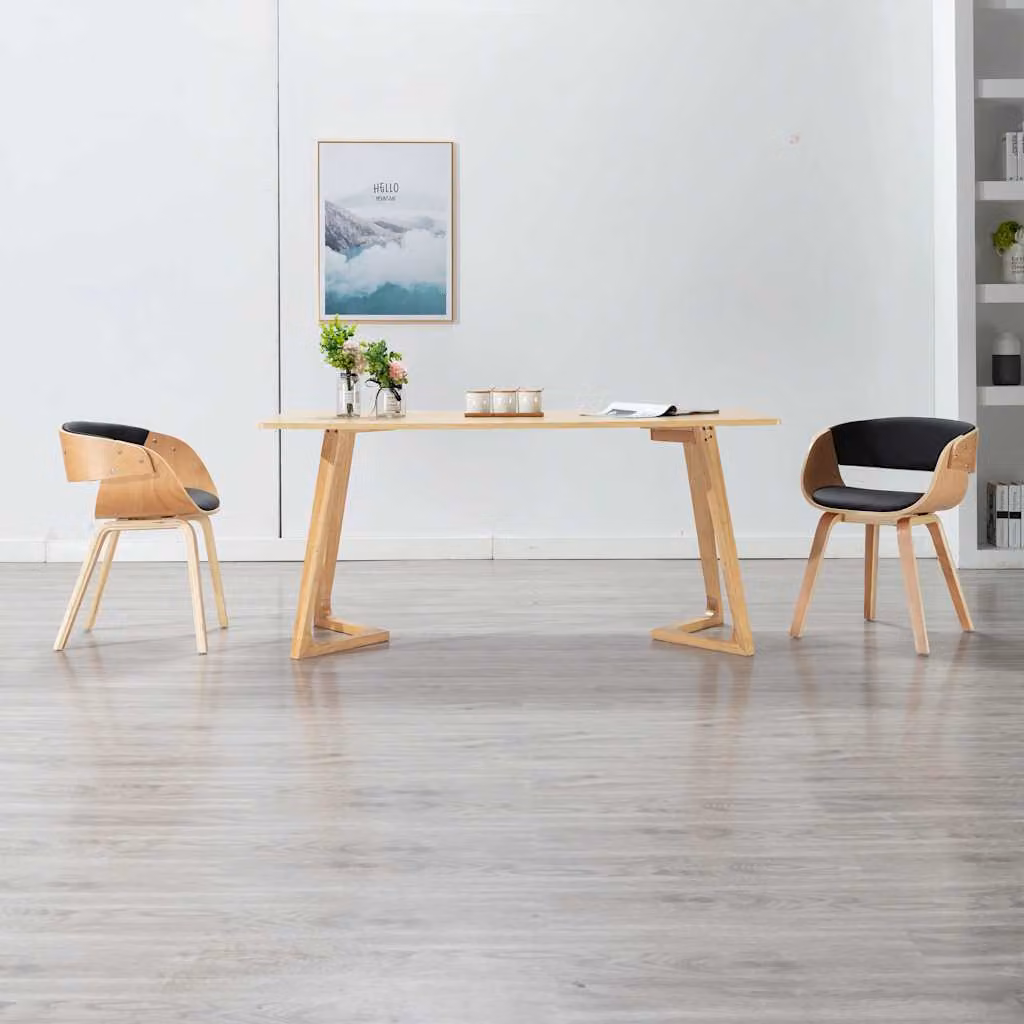 Sedia da Pranzo Moderna vidaXL in Legno e Similpelle Nera