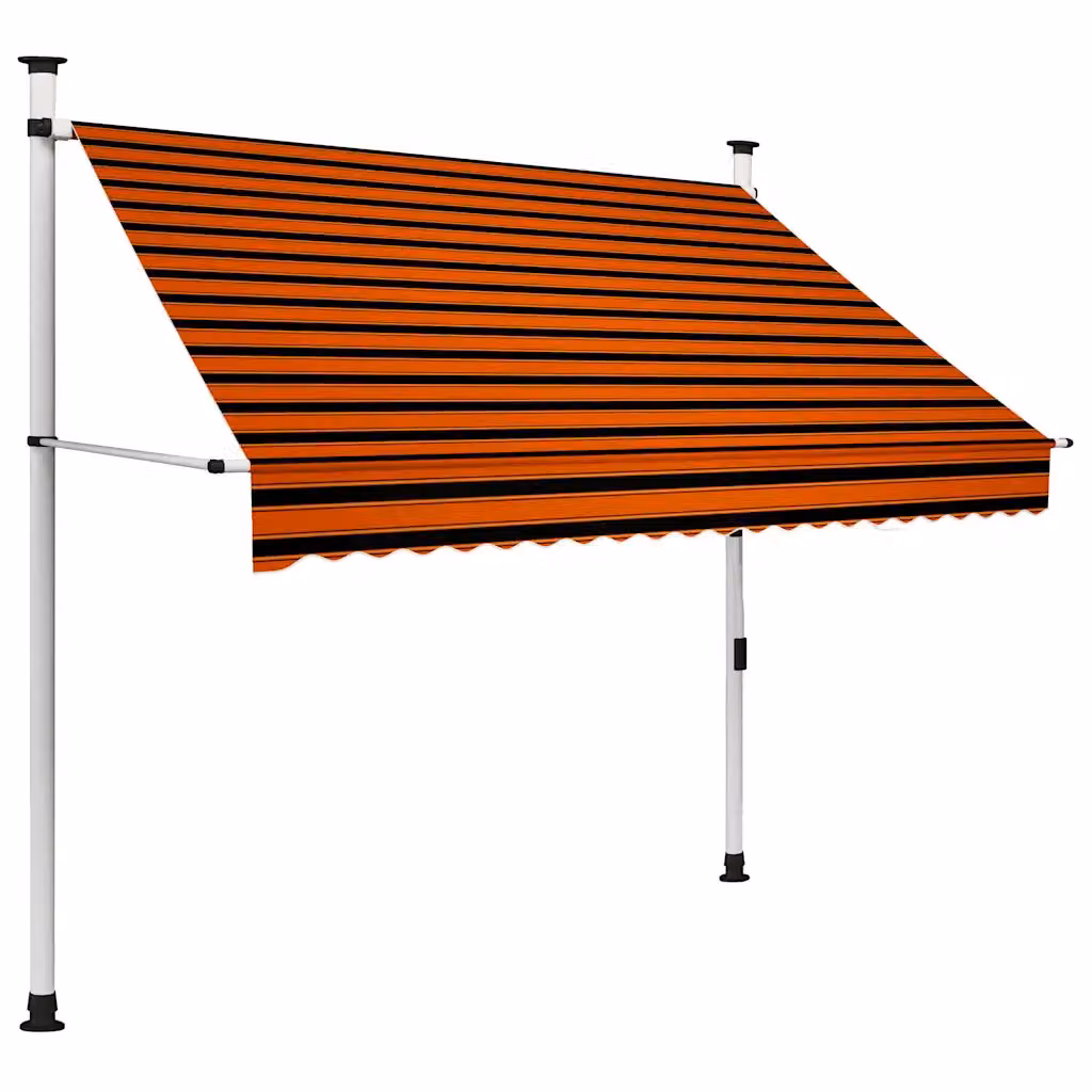 vidaXL Tenda da Sole Retrattile Manuale in Poliestere e Acciaio, Arancione e Marrone, L: 300 cm x P: 200 cm