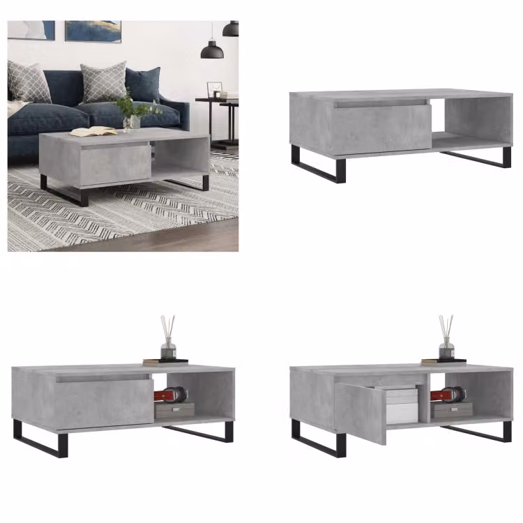 vidaXL Tavolino grigio cemento 90x60x35 cm in legno - Tavolino - Tavolini - Tavolino basso - Tavolo