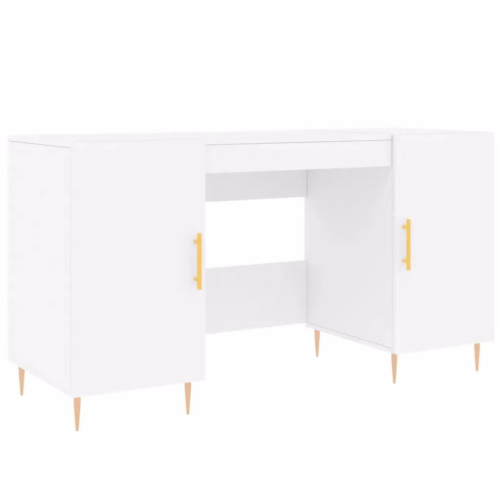 Scrivania bianca e oro vidaXL in legno e metallo L: 140 cm, P: 50 cm, H: 75 cm – 2