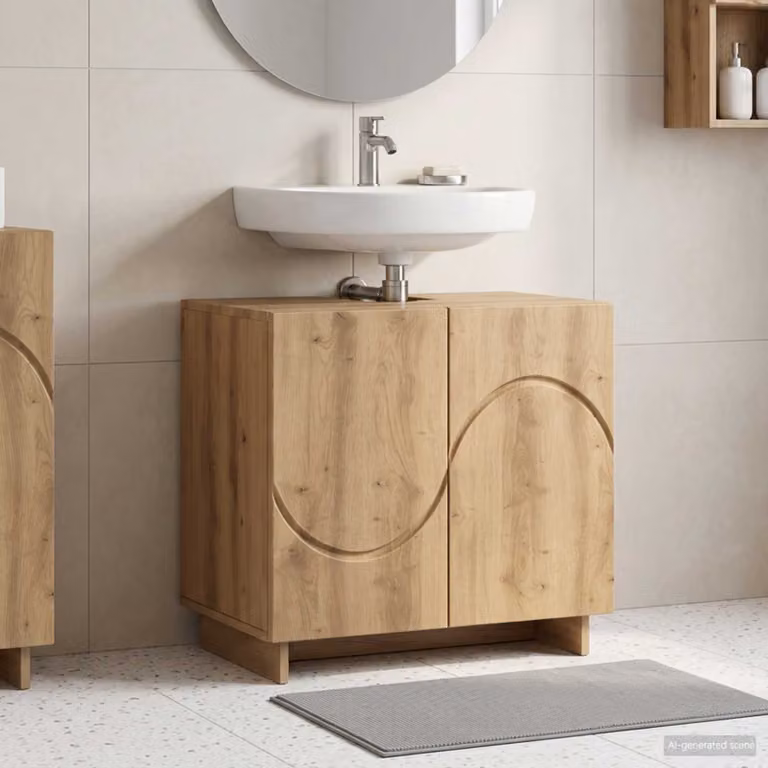Mobile da bagno moderno vidaXL in legno rovere marrone L: 60 cm, P: 41 cm, H: 58 cm