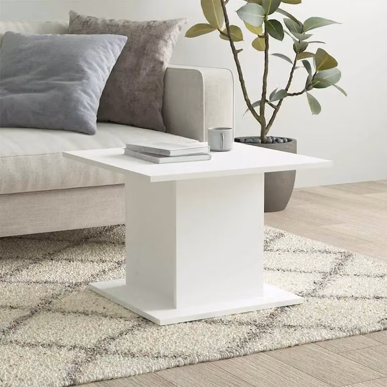 vidaXL Tavolino da Salotto Quadrato Bianco in MDF, L/P/H: 55,5 x 55,5 x 40 cm