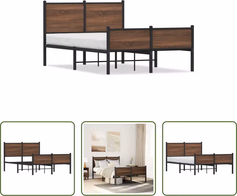 The Living Store Struttura letto con testiera e pediera in metallo 120x200 cm