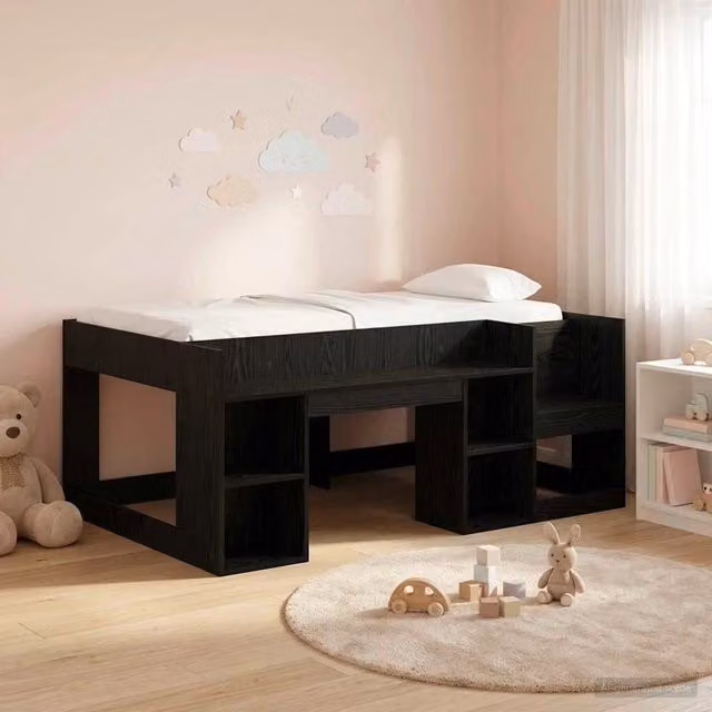 Struttura per Letto per Bambini con Ripostiglio Rovere Nero 3422620