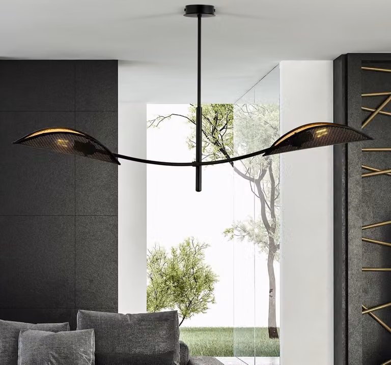 Emibig lampada da soffitto 2xE14 40W LOTUS 2 NERO/ORO 1106/2
