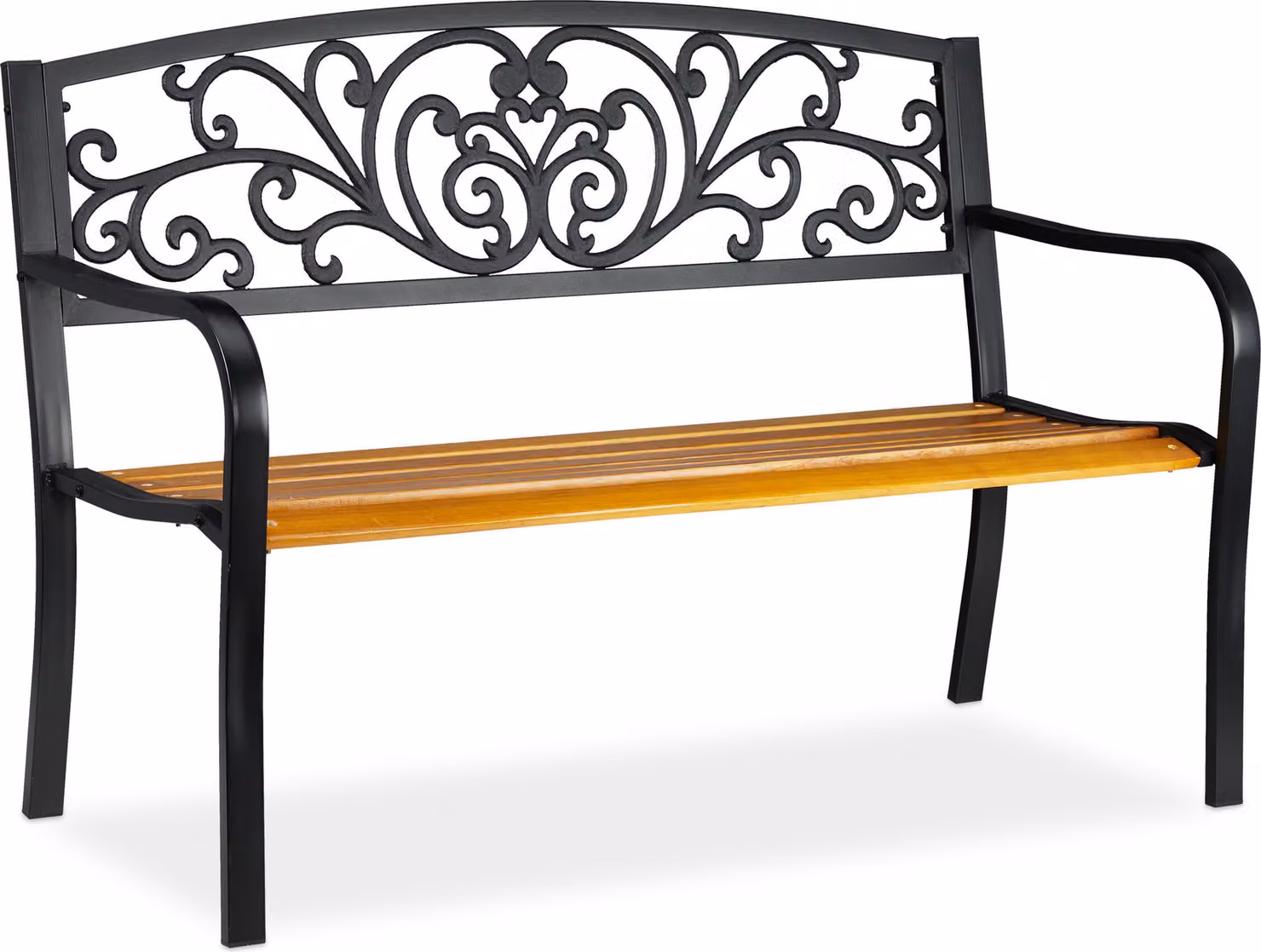 panca da giardino relaxdays 10030990_0 nero/marrone in metallo 127,0 cm