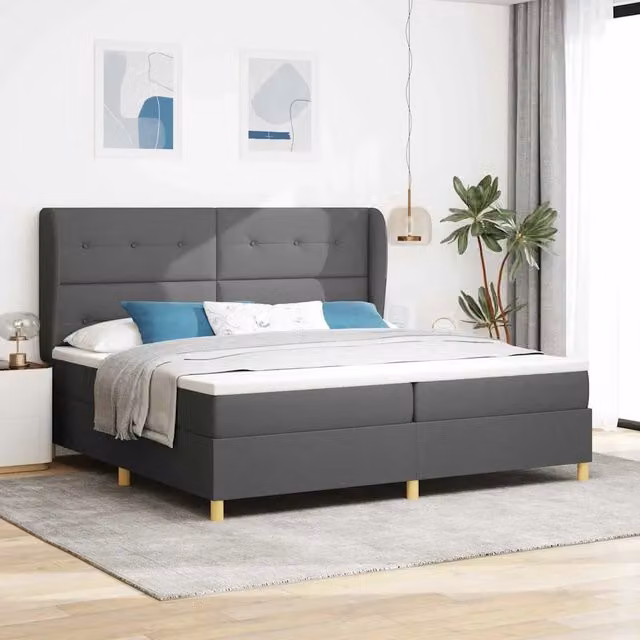 Letto ibrido con testiera vidaXL in tessuto grigio L/P/H: 200 x 200 x 28 cm – 1