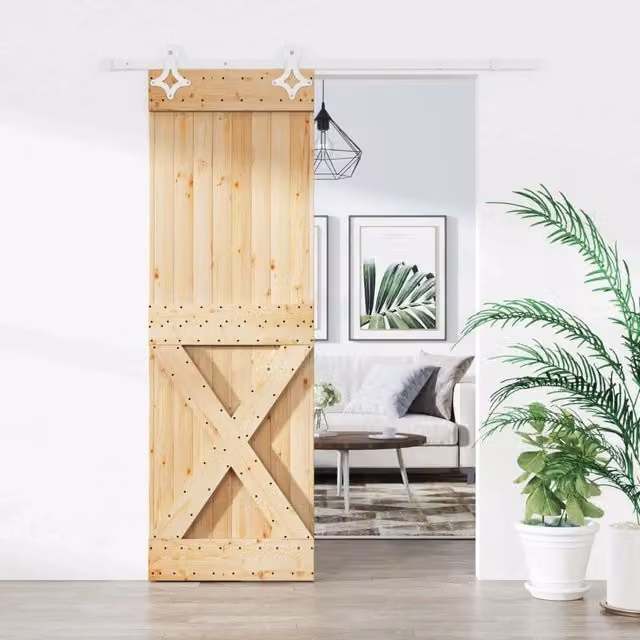 Porta scorrevole moderna vidaXL in legno e acciaio, colori bianco e beige, H: 210 cm, L: 200 cm