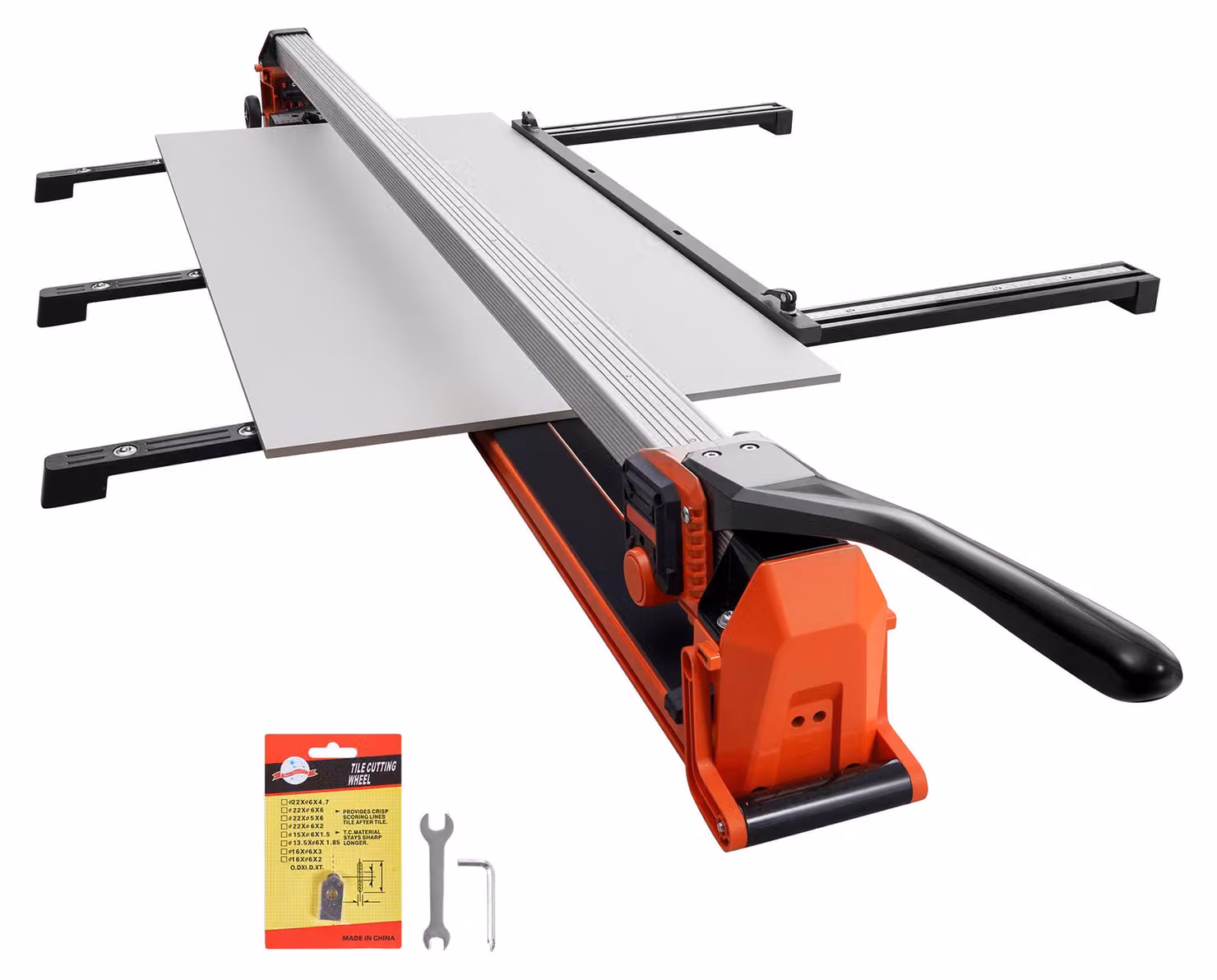 Tagliapiastrelle SucceBuy 1600 mm, dispositivo di taglio con guida e testa mobile, allineamento di precisione, rotella di taglio in carburo di tungsteno, gambe di supporto pieghevoli con rotelle, adatto per piastrelle in Vetroceramica, pavimenti e rivesti