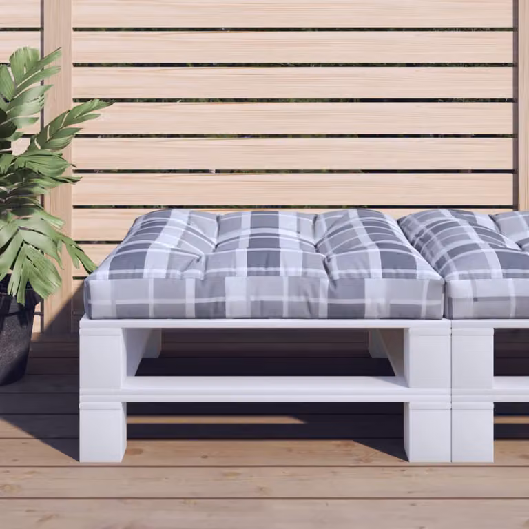 vidaXL Cuscino per Pallet Grigio con Motivo a Quadri in Poliestere L/P/H: 80 x 80 x 12 cm