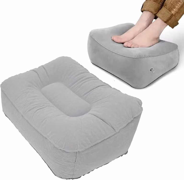 Cuscino gonfiabile per i piedi, multifunzionale, compatto, in PVC, ideale per i viaggi