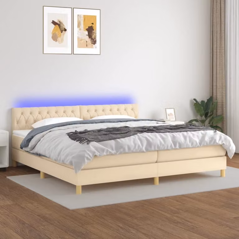 Maison Exclusive - Letto a Molle Materasso e LED bianco 200x200cm in Tessuto