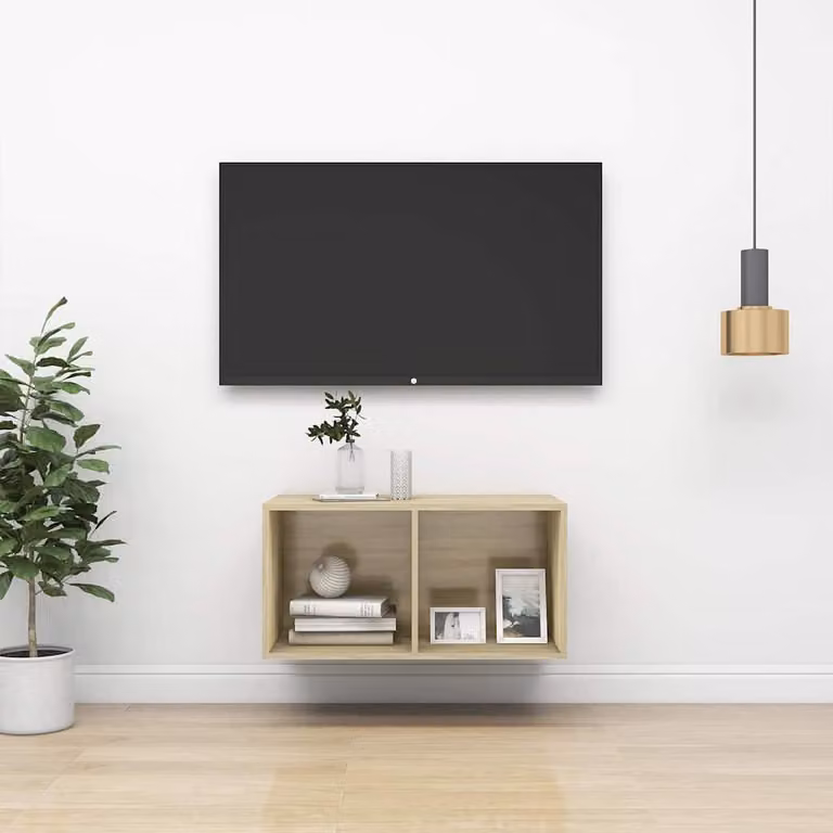Supporto TV da parete mobile vidaXL in legno Rovere Sonoma, colore marrone, L/P/H: 37 x 37 x 72 cm