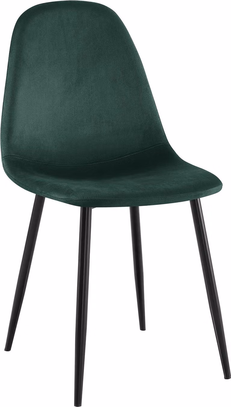 Sedia da pranzo Napier, imbottita con schienale, colore verde. Materiale: velluto