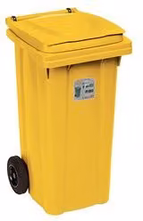 Bidone carrellato Stefanplast Urban Eco System con coperchio a ribalta, Giallo, 120 l