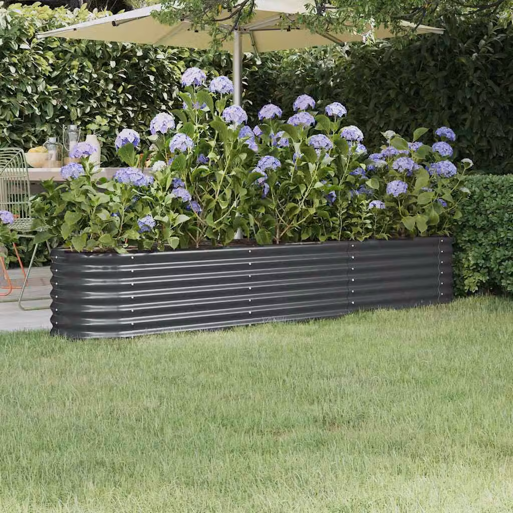 Letto da giardino rialzato vidaXL in acciaio zincato color antracite L: 224 cm, P: 40 cm, H: 36 cm
