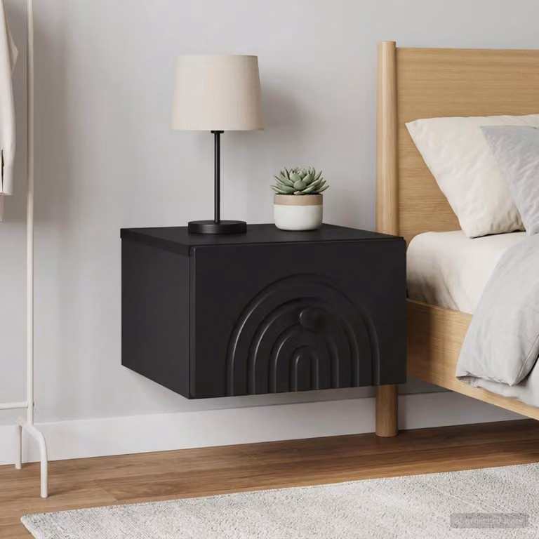 Set di 2 comodini sospesi vidaXL moderni in colore nero opaco L 33 x P 34,5 x H 20 cm