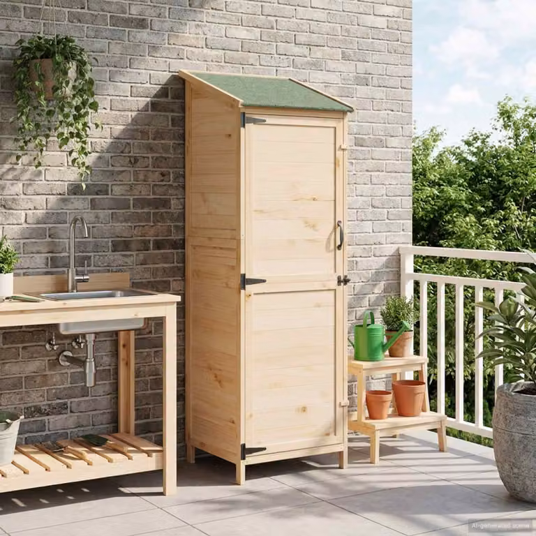 vidaXL Capanno da Giardino in Legno Rustico con Tetto Naturale, Colore Marrone/Beige, L/P/H: 59,5 x 56 x 176,5 cm