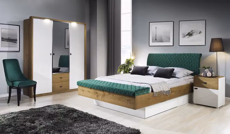 Designer Polsterbett Bett Betten Stoff Holz Luxus Ehebett 180x200cm Doppelbett