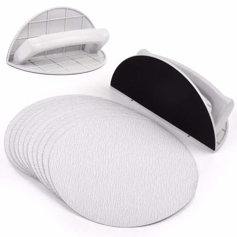 Mola abrasiva semicircolare, grana 180 - Per levigatrice per cartongesso - Realizzata in plastica ABS leggera
